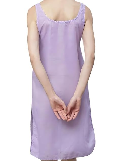 Image of Women Cotton Inner Slip | Full Length Camisole for Chikankari Kurti & Dresses | Soft Sleeveless Innerwear | Comfortable Cotton Indoor Dress for Women (Purple)