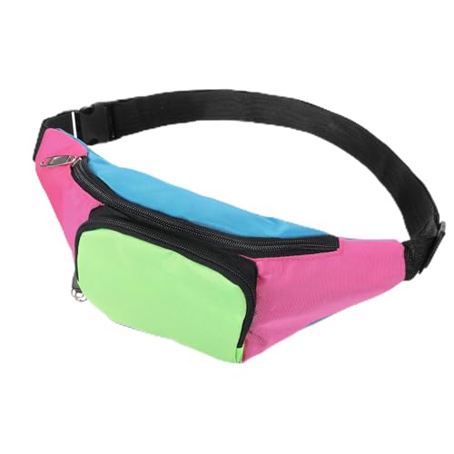 80s Fanny Pack for Women 90s Neon Fanny Pack with 2 Pockets Retro Belt Bags for Holiday Festival 80s Theme Halloween Party Vintage Rave Accessories Plus Size