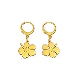 YUANYIRAN Guam Map Ear Buckle Earrings - Unique Flower Hibiscus Guam Ethnic Women Piercing Earrings Hip Hop Country Flag Drop Jewelry for Ladies, Gold