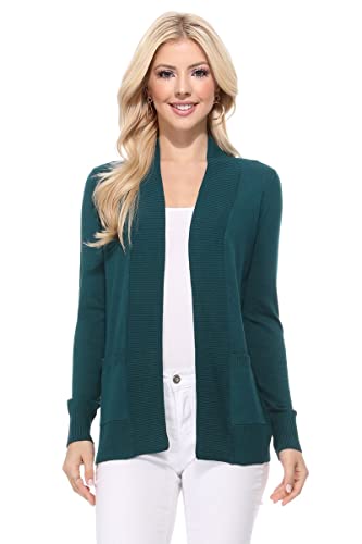 Image of YEMAK Women's Long Sleeve Open Front Knit Sweater Cardigan Shrug with Pocket (S-XL)