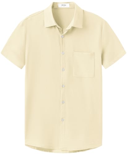 KYKU Cotton Shirt for Men: Casual Beach Summer Button Down Short Sleeve Clothes2