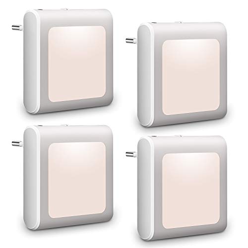 Preisvergleich Produktbild Wellead Nachtlicht Baby Steckdose Helligkeit Einstellbar Lichtsensor LED Schlaflicht Kinder Dämmerungssensor Nachtlampe Kinderzimmer Orientierungslicht für Schlafzimmer Badezimmer Warmweiß 4 Stück