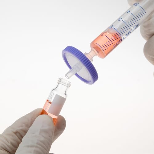 Image of Syringe Filters PVDF Hydrophobic Filtration 0.22um Micron Pore Size 13mm Membrane Diameter Lab PVDF Membrane Disc Non-Sterile by Labfil, Pack of 100