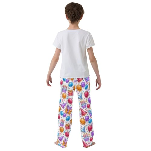 ZZXXB Happy Birthday Balloons Boys Long Pants Soft Trousers Elastic Waist Kids Lounge Bottoms with Pockets S-XL3