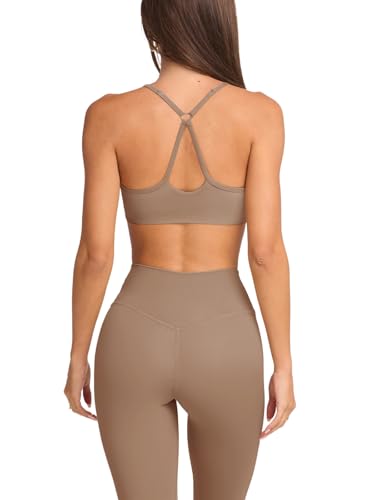 Image of LASLULU Womens Halter Thin Straps Sports Bra Sweetheart Neck Wireless Padded Workout Yoga Crop Tops