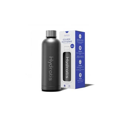 HYDRATIS - Gourde Isotherme Inox 500 ml - Bouteille Réutilisable, Étanche, Durable et Design - 24H de Fraîcheur, 12H de Chaleur des Boissons - Bouchon Vis - Sans Transfert de Saveur - Jaune