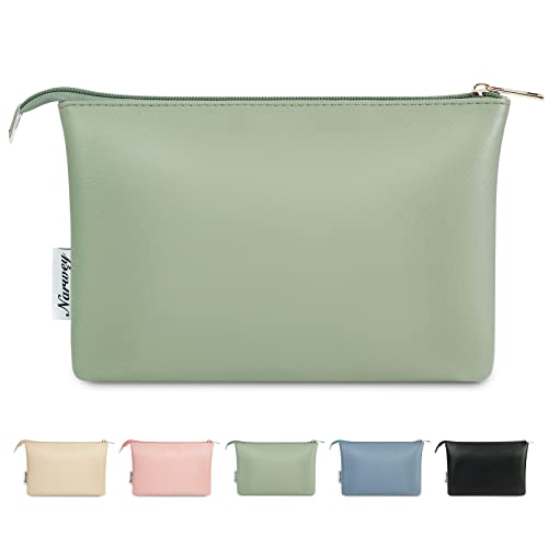 Narwey Large Makeup Bag For Purse Vegan Leather Travel Makeup Pouch Cosmetic Bag Zipper Pouch Bags For Women (Mint Green) #TOP10