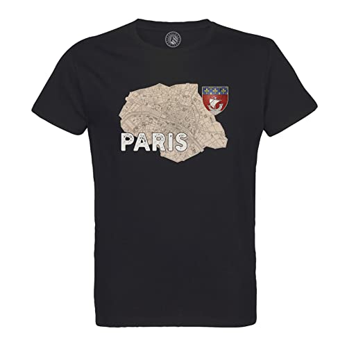 T-Shirt Paris 75 Coton Bio Homme Mode Vintage Île-de-France Haut Col Rond