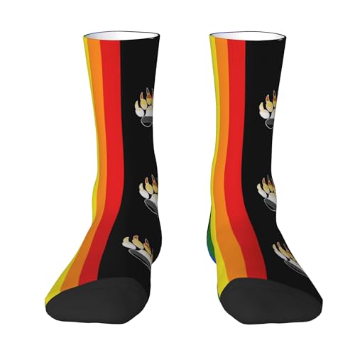 NUYFVG Calcetines deportivos casuales con diseño de bandera de oso Lgbt para hombres y mujeres, divertidos calcetines tobilleros acolchados, 2 Negro-2, Altoa única
