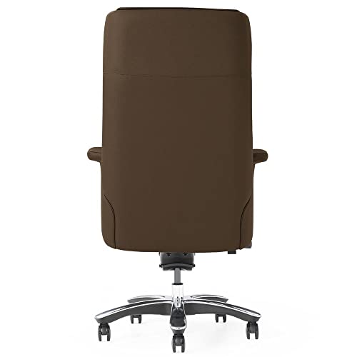 Zuri Rockefeller Genuine Leather Aluminum Base High Back Executive Chair - Dark Brown #TOP5