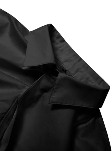 Women Cropped Button Down Shirt Asymmetric Hem Long Sleeve Collared Blouse Top4