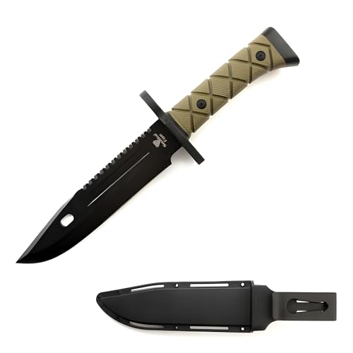 Snake Eye Tactical 13.25-Inches Ultimate Outdoors Survival Knife Fixed Blade Knife for Hunting, Fishing, Foraging, Camping, and Bushcraft Stainless Steel Knife With Sheath (Green) - Snake Eye Tactical