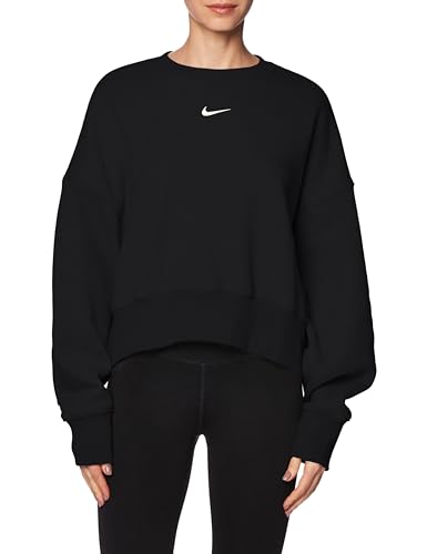 NIKE DQ5733-010 W NSW PHNX FLC OS CREW Sweatshirt Women's Black/sail XS