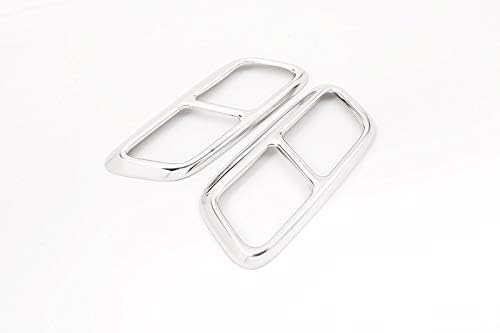 Stainless Steel Exhaust Muffler Tail Tip Pipe Trim Cap Cover Frame 2Pcs For Land Rover Range Rover Sport 2018-2020 Auto Accessories (Chrome Silver)