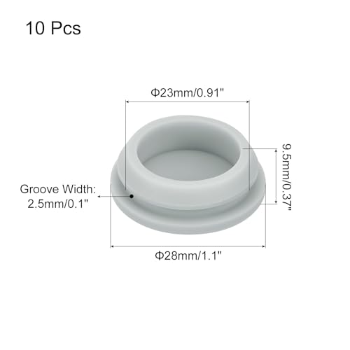 Image of MECCANIXITY 10pcs Silicone Snap in Locking Hole Plugs,23mm /0.9 Inch Mounting Diameter Narrow Groove Width 2.5mm Panel Seal Cover Round for Kitchen Bulkheads Waterproof Sealing Plugs Grey