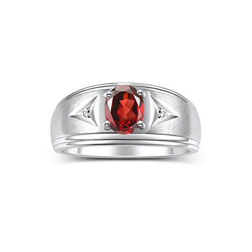 Image of Rylos Men's Rings Classic Design 8X6MM Oval Gemstone & Sparkling Diamond Ring - Color Stone Birthstone Rings for Men, Sterling Silver Rings in Sizes 8-13. Elevate Your Style with Timeless Elegance!