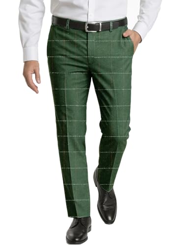 Men's Dress Pants Tweed Plaid Classic Fit Siut Separates Slim Stylish Wool Casual Business Suit Pants