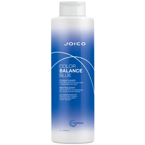 Joico Color Balance Blue Acondicionador, neutraliza los tonos Brassy Tones, protege el cabello tratado con color, con queratina y extracto de té verde, 1 litro