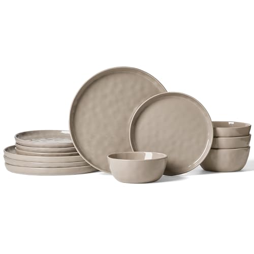 Famiware Mars Stoneware Dinnerware Set for 4, Cinnamon Brown