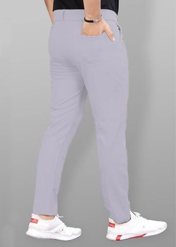 Image of Men's Slim Fit Lycra Blend Stretch Trousers | 2 Button Closure | Side Pockets | Formal & Casual Wear