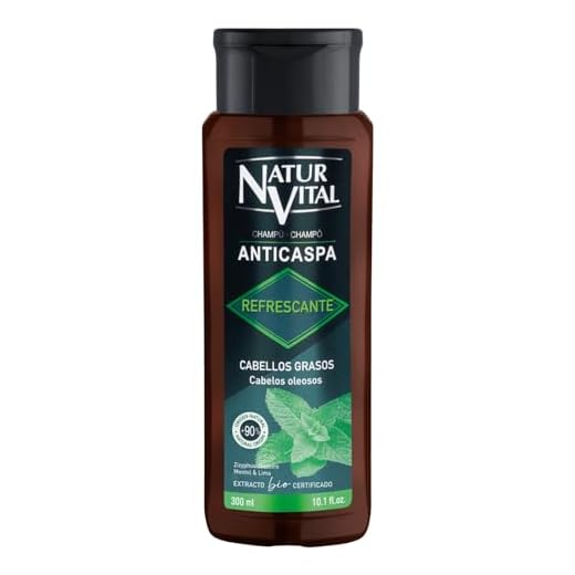 NaturVital - Champú Anticaspa Refrescante, Sin Parabenos ni Colorantes ni Siliconas, Ideal para Pelo Graso, Champú Natural Purificante, 300 ml