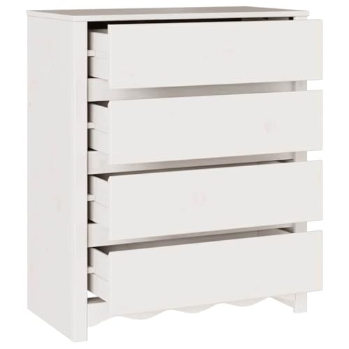 Cómoda Drammen blanca de madera maciza de pino con 4 cajones para dormitorio 6