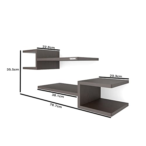ESTANTERIA Anticuado Engineered Wood Modern Wall Mounted Shelf Display Rack for Books and Home Decor in Home and Office (Wenge Finish) - Image 4