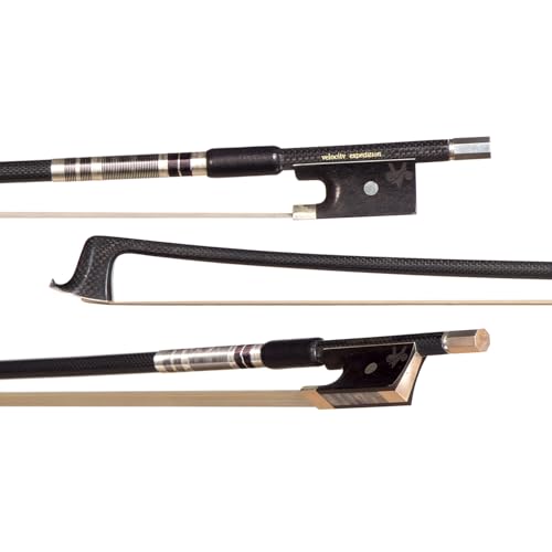 Velocity Expedition Carbon Fiber 4/4 Violin Bow, Black and Silver Winding