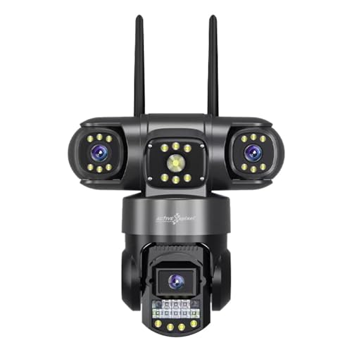 Image of Active Pixel 4mp 3 Screen PTZ Triple 4G Sim Wireless Outdoor Dual Lens CCTV Camera with Three Side View | 360 | Dark Vision | Motion Detection| Siren Alarm| Outdoor