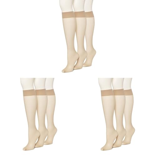 HUE Women's Sheer Knee Hi Socks 3 Pair Pack