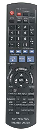EUR7662YW0 EUR7662YWO Replaced Remote fit for Panasonic DVD Home Theater Sound System SC-PT750 SX-PT753 PT750-SC Home Theater System