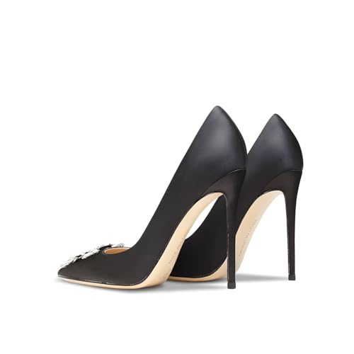Image of Women's Pointed Toe Shallow Mouth Sexy Square Buckle Rhinestones 10cm Stiletto Heels Slip-on Wedding Party Banquet Big Size Shoes