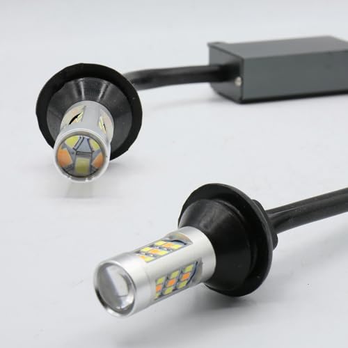 Syneticusa 3157 Error Free Dual Color Type 2 Switchback DRL LED Turn Signal Light Bulbs No Hyper Flash Built-in Resistors All in One -White/Amber Yellow (2 Pack)