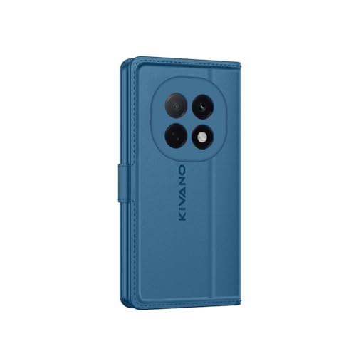 Image of KIVANO LUXE Compatible for Oppo F29 Pro 5G Luxury Handmade Leather Magnetic Flip Folio Case | Card Holder & Kickstand | Slim Protective Cover | Unisex - Blue