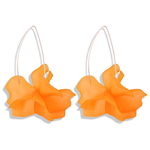 Summer Rose Boho Resin Petal Drop Earrings for Women Flower Earrings Flower Hoop Drop Earrings Acrylic Dangle Earrings, Acrylic Resin