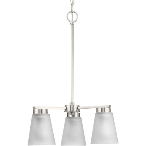 Progress Lighting Tanner Collection Three-Light Brushed Nickel Transitional Chandelier