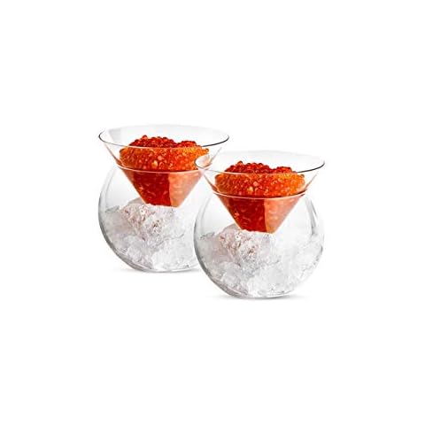 Kook Glas Caviar Chiller Server Set, Servierschale mit Eishalter Cover