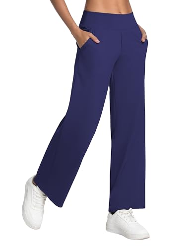 Image of BUBBLELIME Women High Waist Wide Legs Yoga Pants Loose Sweatpants Pockets | 29 inch /31 inch /33 inch /35 inch /37 inchInseam,2 Styles / Dress /Basic,Lounge,Comfy,Stretch Casual Work