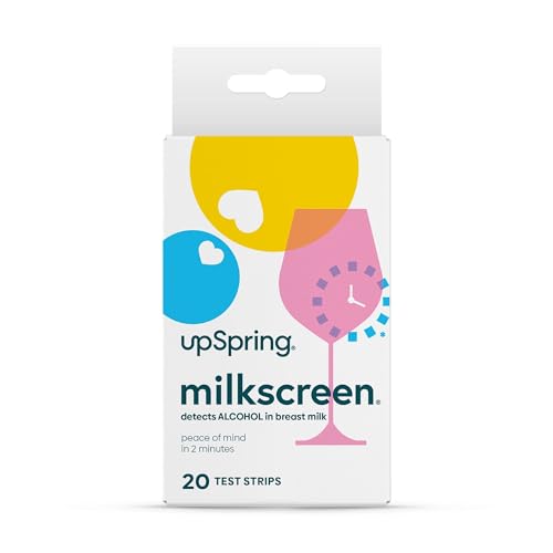 Image of UpSpring Milkscreen Test Strips for Detect Alcohol in Breastmilk, FSA/HSA Eligible, 2 Minutes Quick Test Strip for Breastfeeding Moms at Home, Simple and Non-Invasive Alcohol Results, 20 Test Strips