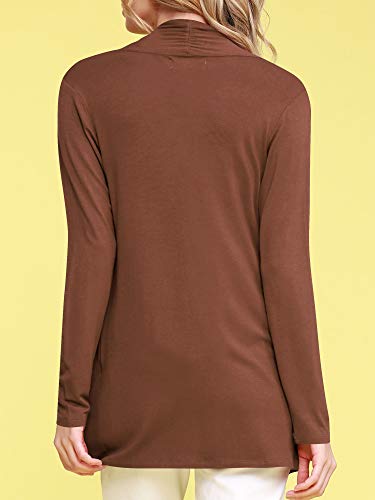 Image of Lock and Love Women's Draped Front Open Asymmetrical Cardigan - Casual Long Sleeve Lightweight Duster