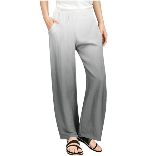 Girls Cute Gradient Summer Pants Elastic Waist Lightweight Straight Workout Yoga Trousers with Pockets for Kids 4-14 Years