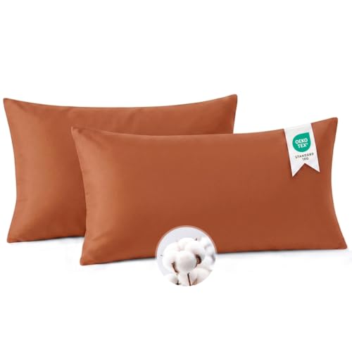 Aisbo Kissenbezug 40 x 80 Baumwolle 2er Set Orange Gebrannt - weiche Kopfkissenbezug 40x80 mit Reißverschluss… – Ansicht 1