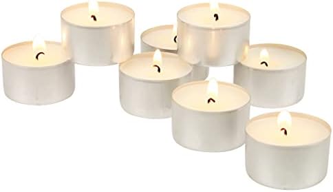 Stonebriar Bulk 50 Pack Unscented Smokeless Long Tea Light Candles with 8 Hour Extended Burn Time, White, Count