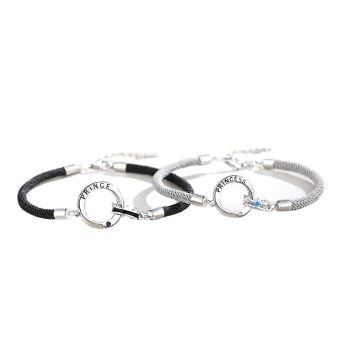 Vxddy Parejas Pulseras Doble Anillo Diamante Crown Mobius Pareja Promesa Pulsera Él y Ella A juego Joyería Plata de ley Ajustable Alianzas Compromiso Casarse Boda Regalos San Valentín Cover