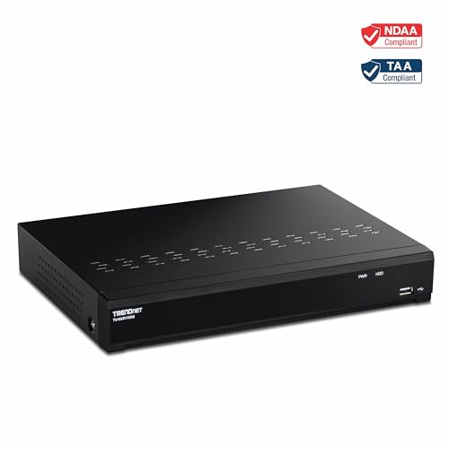 TRENDnet, TV-NVR1508, 8-Kanal-UHD-PoE-NVR, H.264/H.265 4K (8 MP), bis zu 12 TB Speicher (Festplatte Nicht enthalten), unterstützt einen 4K-Kamerakanal, 8 PoE-Ports, 80 W PoE-Leistungsbudget, 240 fps
