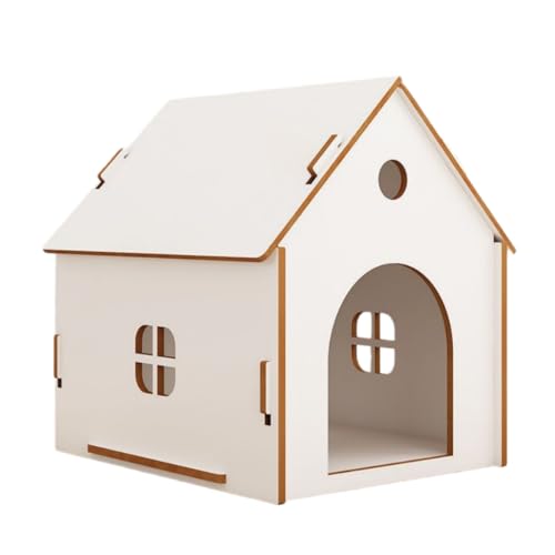 GEGEBOMTXO ペットハウス 猫 犬小屋 屋外用犬小屋 猫舍 猫の家 お庭用 室内 木目 窓付き 屋外 温室 物置 組み立て簡単 工具不要 ドッグハウス 木製 小型 中型 大型犬 おしゃれ かわいい 全天候型 通気性 (ホワイト(ドアなし),L)
