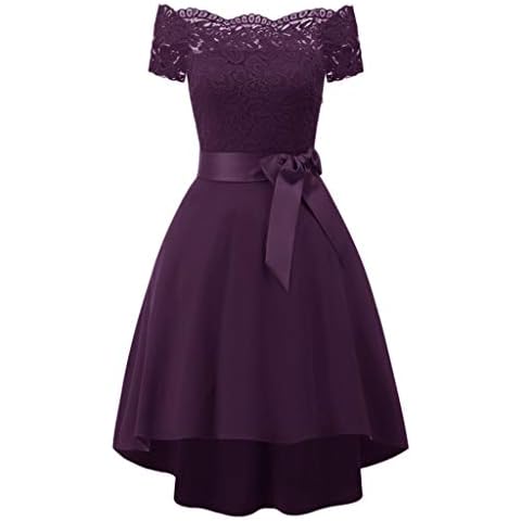 GreatestPAK Womens Evening Party Cocktail Formal Mini Lace Chiffon Prom Dresses Gown Purple Cover