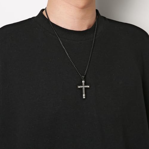 HZMAN Philippians 4:13 Cross Pendant STRENGTH Bible Verse Stainless Steel Necklace 3 Colors Available2