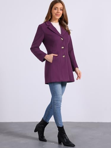 Image of Allegra K Womens Winter Elegant Pea Coat 2026 Single Breasted Long Overcoat | Notch Lapel Collar, Warm, Work Office Trench Coats,Outwear Outfit
