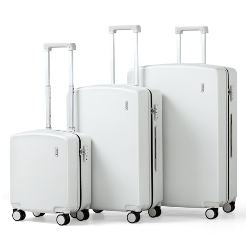 Image of Hanke Hard Shell Luggage Sets 3 Pieces, 16 /24 /28 Inch Travel Suitcase | PC Hard Shell, 8 Spinner Wheels, TSA Lock, Wet Pocket, Space-Saving Nestable Storage, Family & Couple Travel